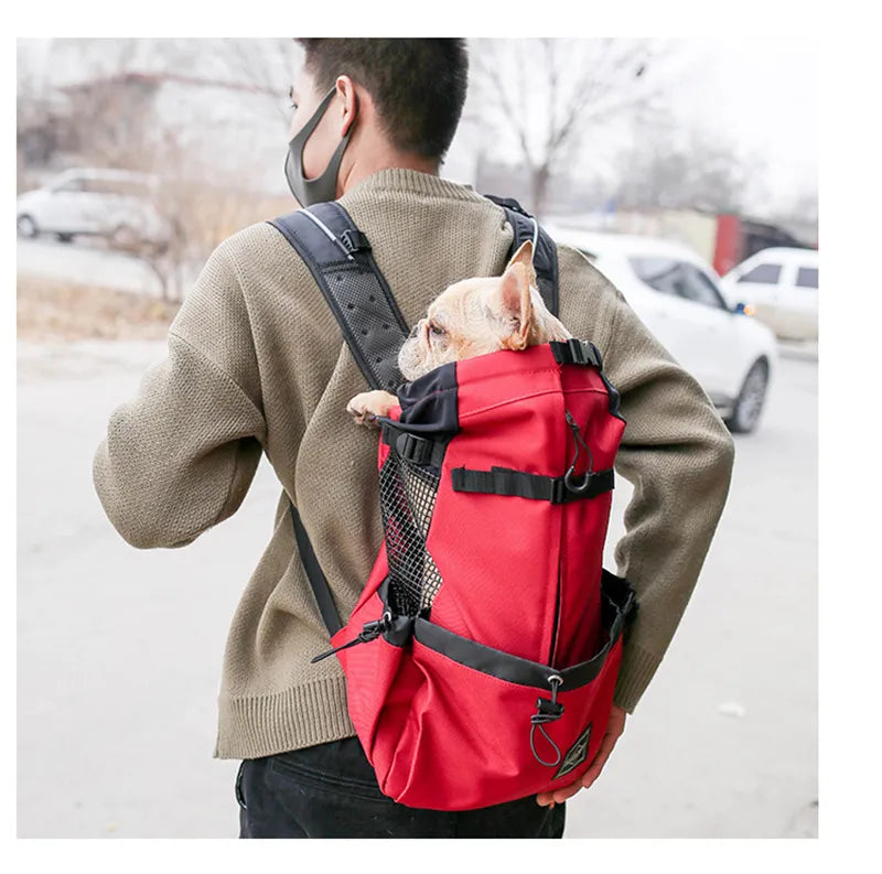 Breathable Dog Carrier Bag Portable Pet Outdoor Travel Backpack Reflective Carrier Bags for Cats French Bulldog Dog