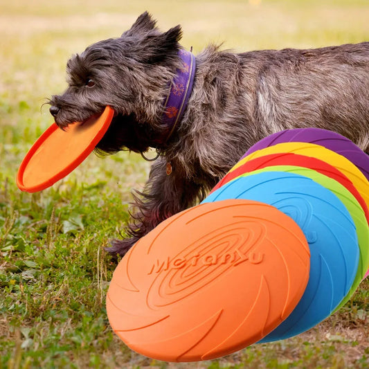 Juguete de disco volador para perros y gatos, juguete de silicona para perros y gatos, discos voladores resistentes para masticar, adiestramiento de cachorros, suministros interactivos para mascotas