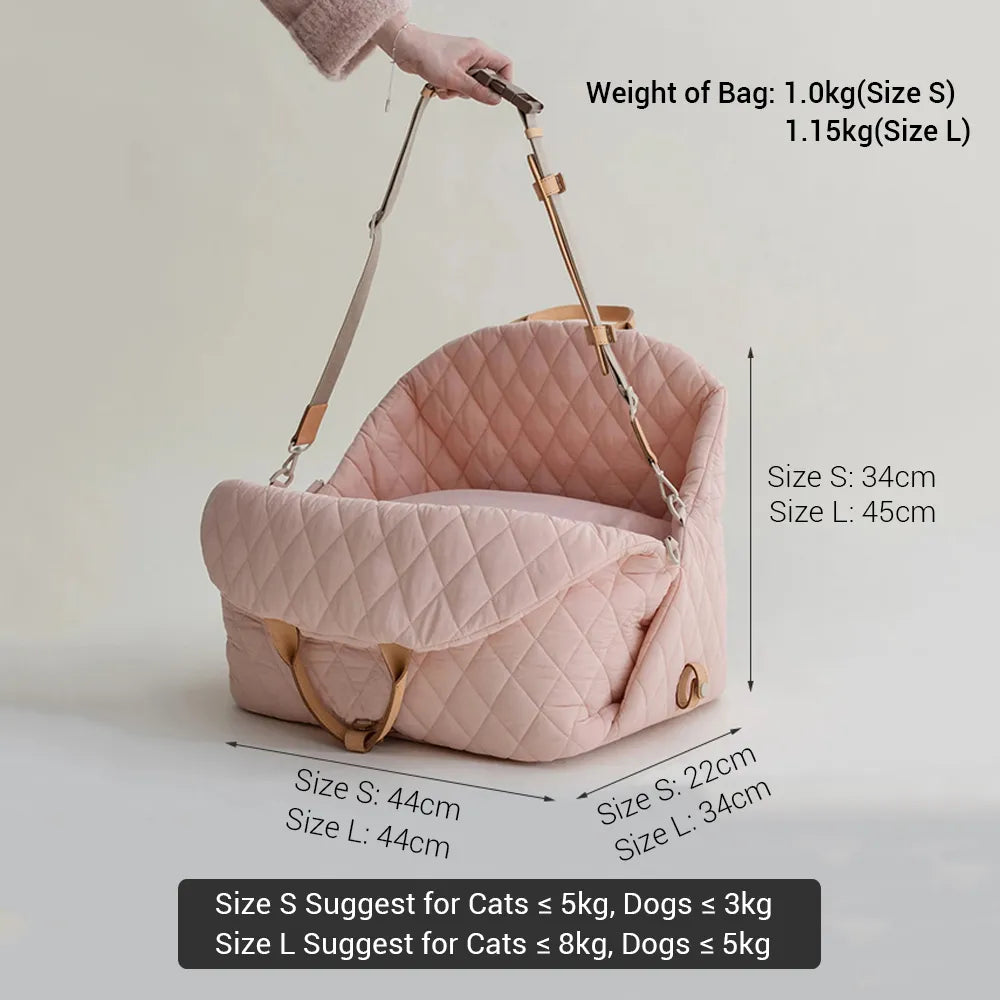 Dog Carrier Handbag Luxury Car Seat Pet Travel for Small Dogs Cat Portable Washable Puppy Carrier Tote Safety Pet Booster Accessories