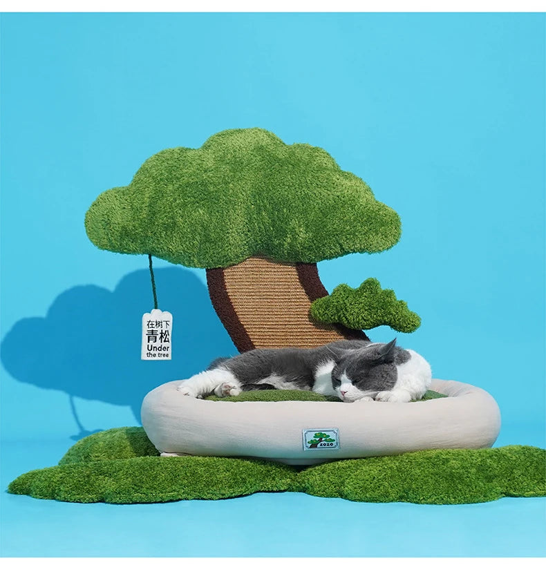 Nido para gatos, sofás cama multifuncionales para mascotas con almohadillas para rascar, trinquete de molienda para gatos, casa para dormir con juguetes interactivos de menta para gatos