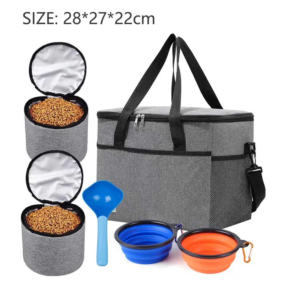 Outdoor Dog Organizer Bag With Set Traveling Storage Bag Large Multi-Function Pockets Pet Food Container Bag Dog Backpack Accessories