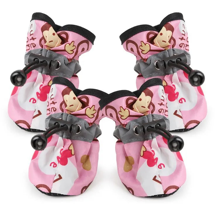 4pcs/set Waterproof Pet Dog Shoes Chihuahua Anti-slip Rain Boots Footwear For Small Cats Dogs Puppy Dog Pet Booties Clothes