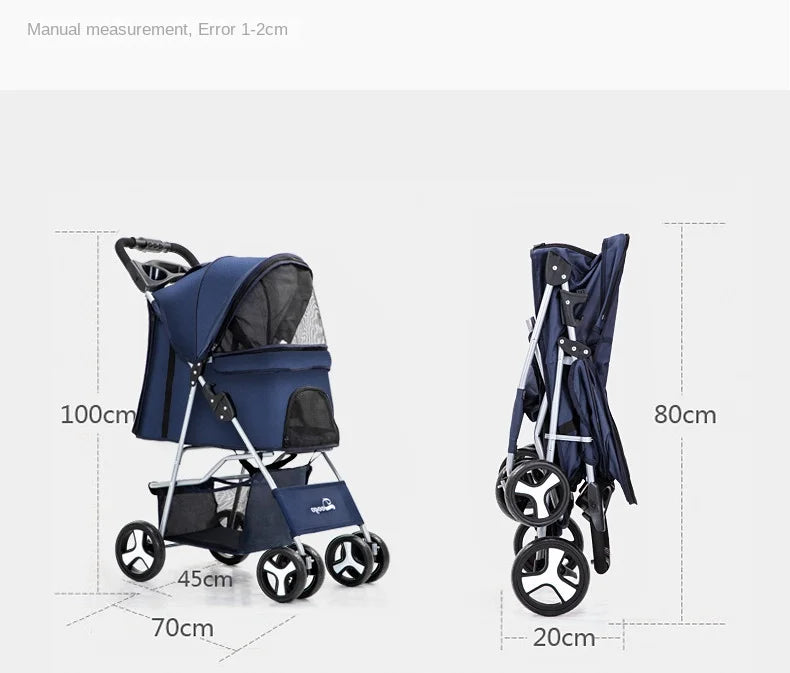 2023 Pet Dog Stroller Cats Baby Stroller Detachable One-shoulder Handbag Breathable Dog Cat Trolley Pet Carrier Bag Portable