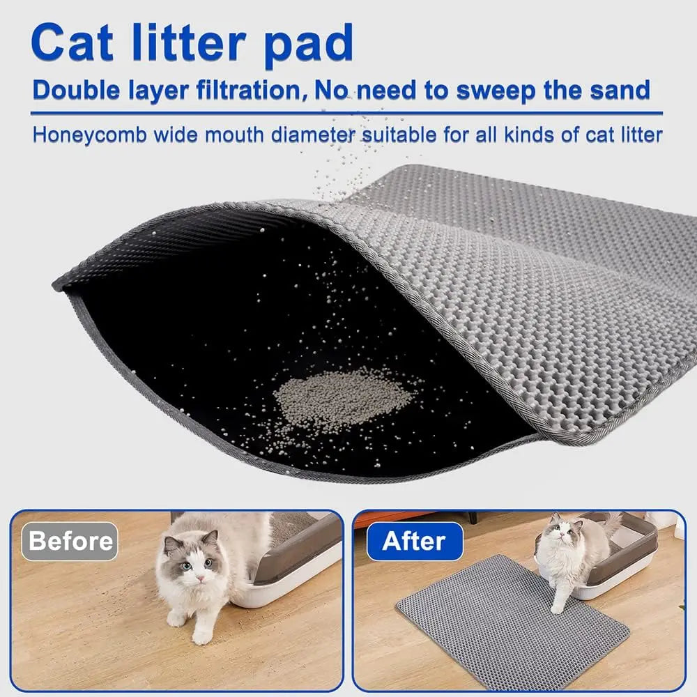 Estera para residuos de Gato impermeable de doble capa EVA plegable para atrapar arena para gatos alfombra para mascotas almohadillas de cama para gatos suministros de limpieza para mascotas