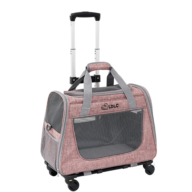 Sortie Portable respirant chiot transporteur tirer tige boîte boîtier de chariot pour animaux de compagnie chat voyage sac de Transport chat Cage sac à main chien sac à dos