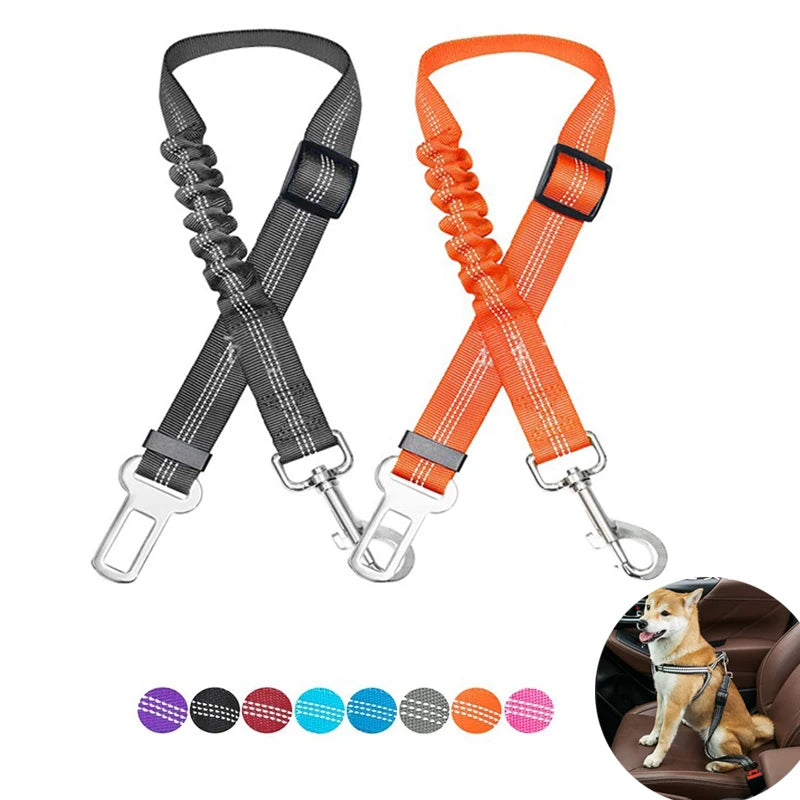 Harnais réglable de ceinture de sécurité de voiture de chien pour des chiens en Nylon réfléchissant amortissant l'élasticité accessoires de chien de voyage de voiture pour des chiens