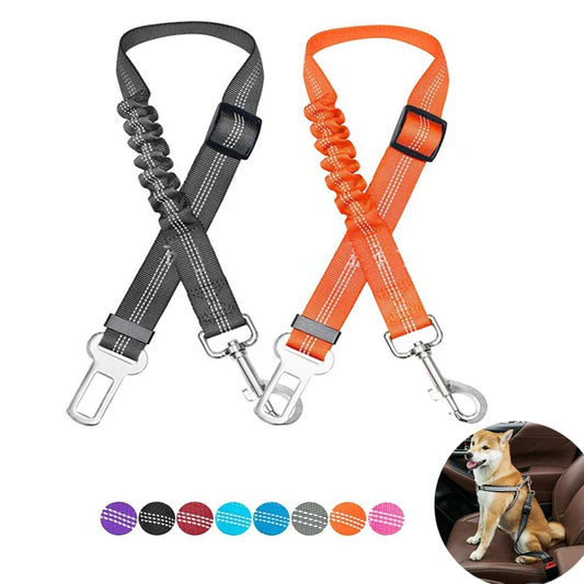 Arnés ajustable para cinturón de seguridad de coche para perros, nailon, amortiguación reflectante, elasticidad, accesorios de viaje para perros