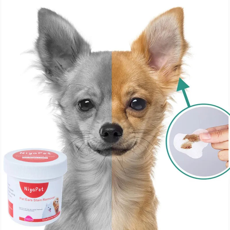 150Pcs Pet Wipes Dog Cat Eyes Ears Cleaning Paper Towels Eyes Tear Stain Remover for Puppy Kitten Ears Cleaner Grooming Supplies Accessories