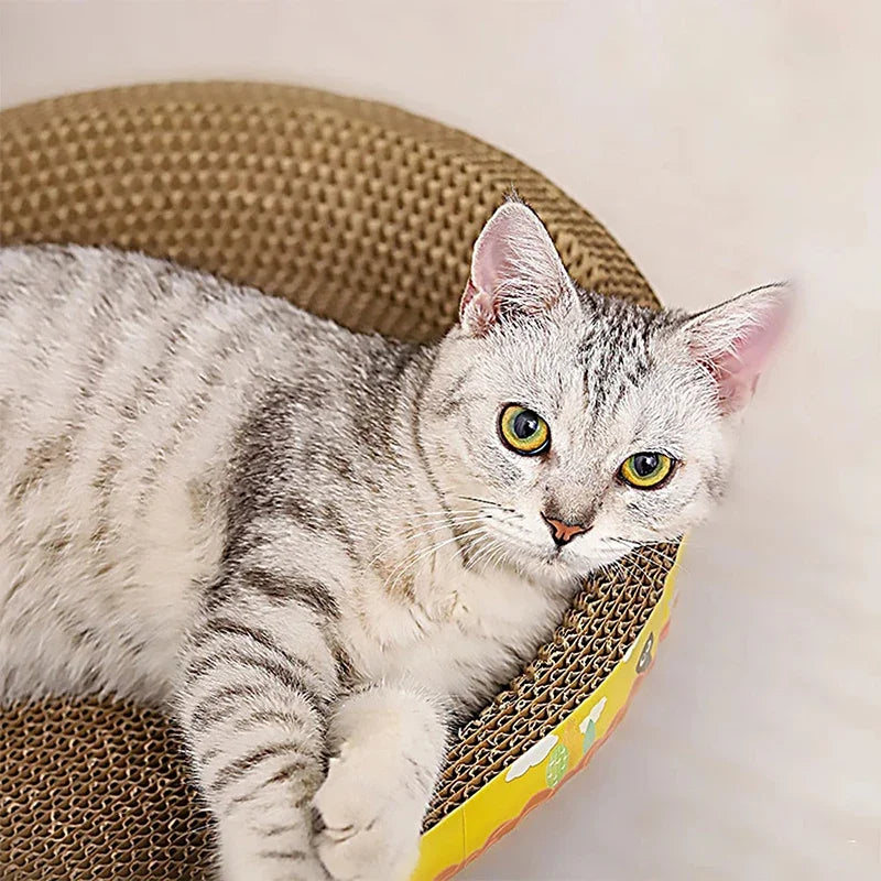 Rascador para gatos, protege muebles, juguetes con forma de garra, papel corrugado ovalado, nido para gatos resistente al desgaste, suministros para gatos, cama para gatos