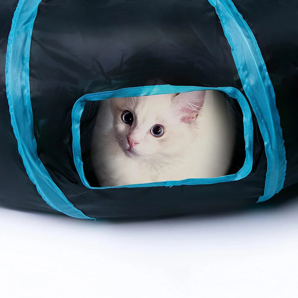 Túnel plegable para gatos de interior, túnel interactivo para conejos, juguetes para mascotas, túneles de juego para gatos, gatitos, cachorros, arrugado