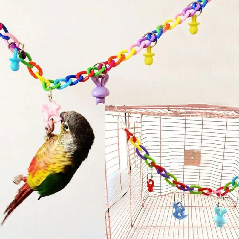 13 pièces Cage à oiseaux jouets pour perroquets bois oiseaux balançoire fiable à croquer morsure pont perles en bois forme perroquet jouet oiseau jouets