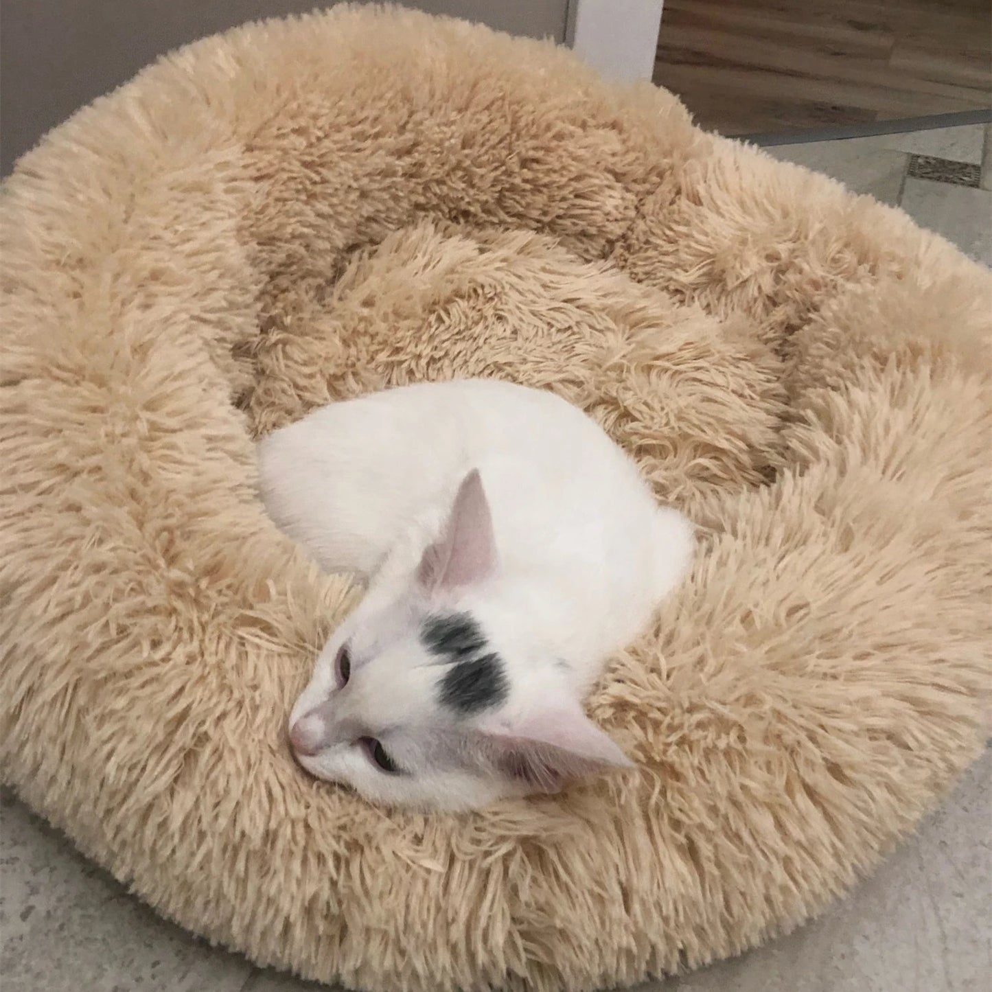 40-90cm Round Pet Bed for Large Dog Bed Super Soft Cat Bed Long Plush Dog House for Medium Dog House Winter Warm Sleeping