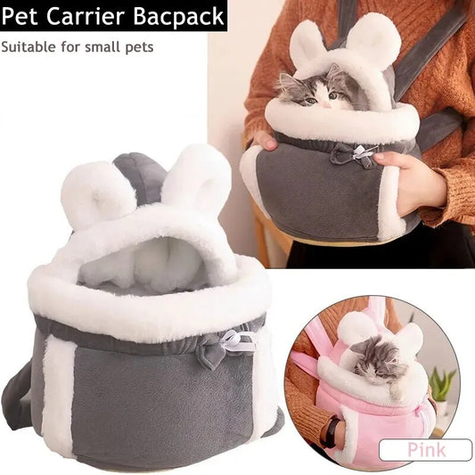 Mochila portamascotas para caminar al aire libre, bolsas de pecho para gatitos para viajes al aire libre, nido para perros pequeños, jaula de felpa cálida para invierno