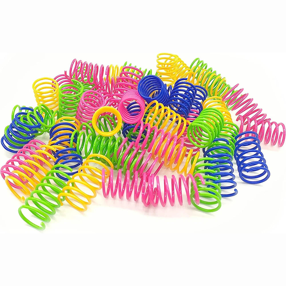 Cat Spring Toy Cat Kittens Toys Plastic Coil Spiral Springs for Swatting Biting Hunting and Active Healthy Play Pet Products