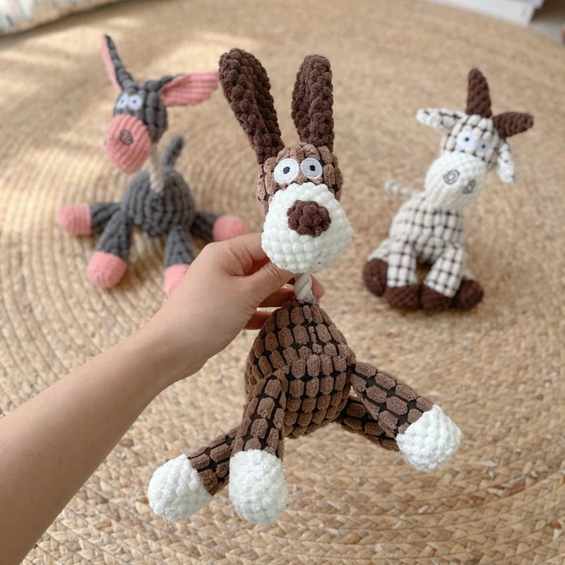 Divertido perro de peluche, burro de juguete con sonido, juguetes chirriantes, resistente a masticar, entrenamiento, perro, cachorro, gato, mascotas interactivas