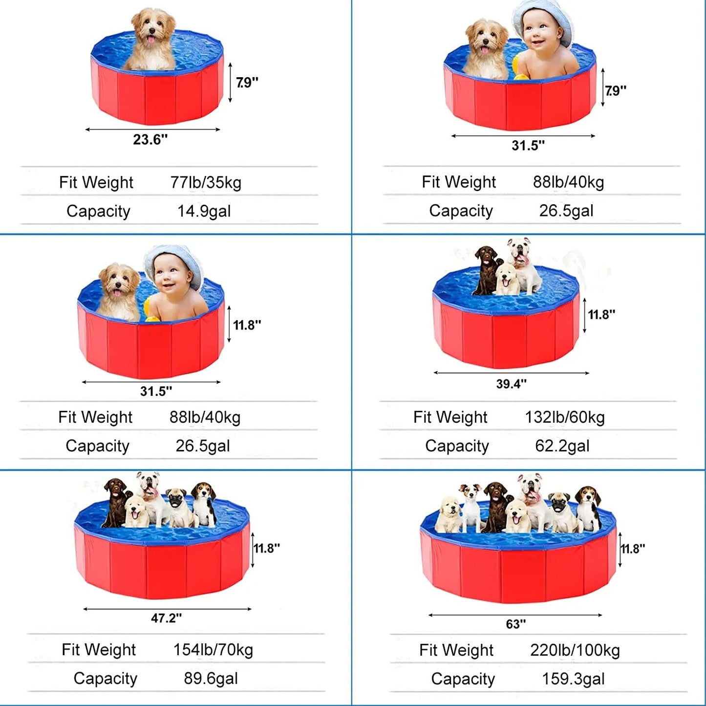 Piscina plegable para perros, piscina de bolas para niños, interior, exterior, verano, baño fresco, bañera de lavado, 60-80 cm de diámetro, accesorios portátiles para bañera de baño para mascotas