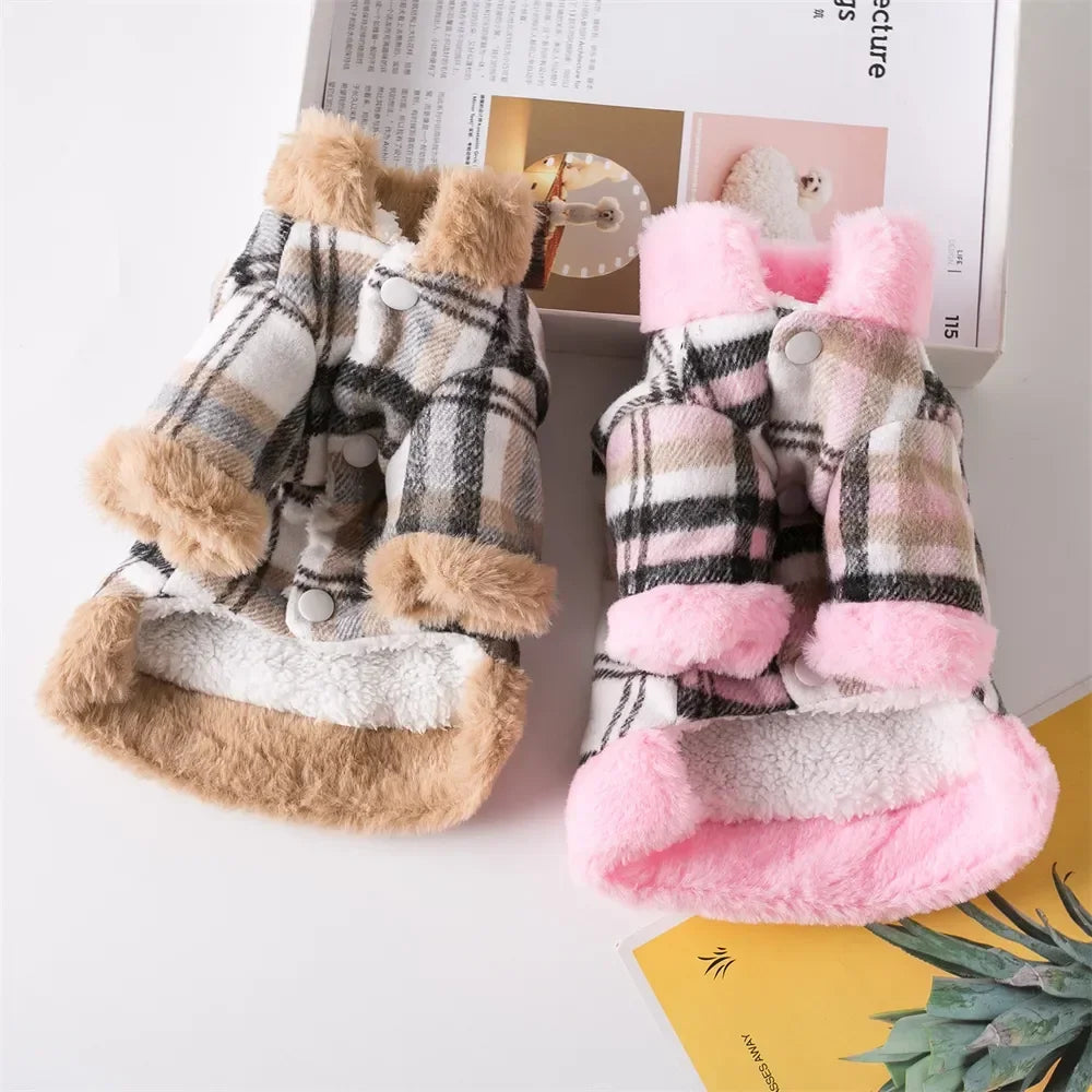 Winter Yorkie Clothes Plaid Warm Puppy Soft Dog Small Coat Vest For Kitten Cats Chihuahua Pet Jacket Dogs Sweatshirt Fashion Style