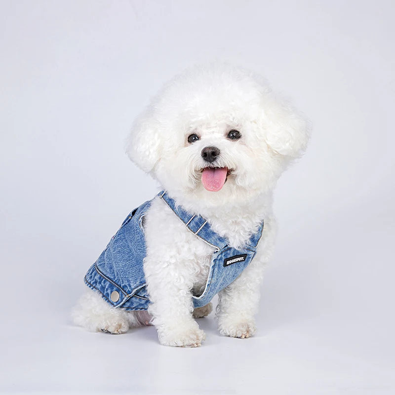 Gilet en Denim 100% coton pour chien et chat, combinaison sans manches, vêtements pour chiot, Style à la mode, printemps et été