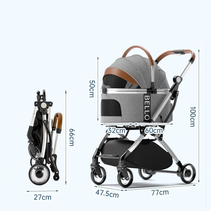 Aluminium Pet Stroller for Corgi Teddy Cat Cart Load Bearing 15kg Dog Strollers Foldable Pet Transporte Carrier High Quality New