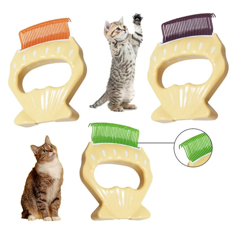 Peine para gatos, cepillo de masaje para mascotas, mango en forma de concha, herramienta de masaje para el cuidado de mascotas, para eliminar pelos, accesorios de limpieza para gatos y perros