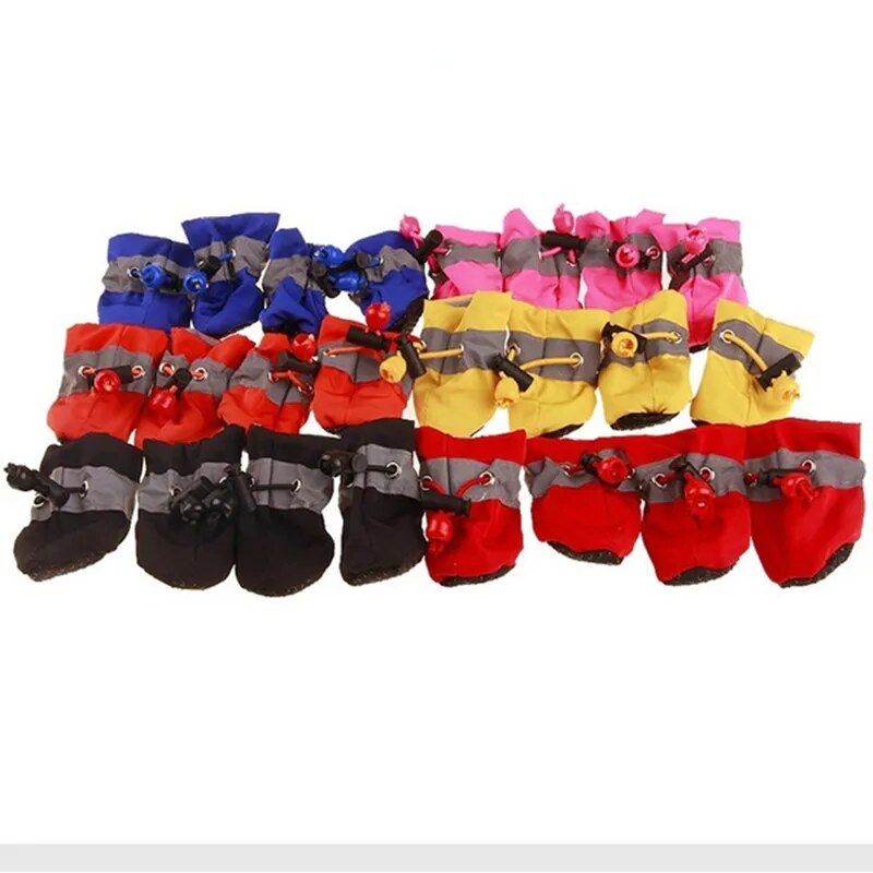 4pcs/set Waterproof Pet Dog Shoes Chihuahua Anti-slip Rain Boots Footwear For Small Cats Dogs Puppy Dog Pet Booties Clothes