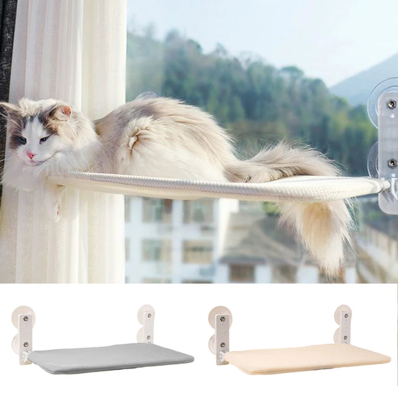 Foldable Cat Window Hammock Cat Window Cordless with 4 Strong Suction Cups Windowsill Cat Beds Seat for Indoor Cats Inside