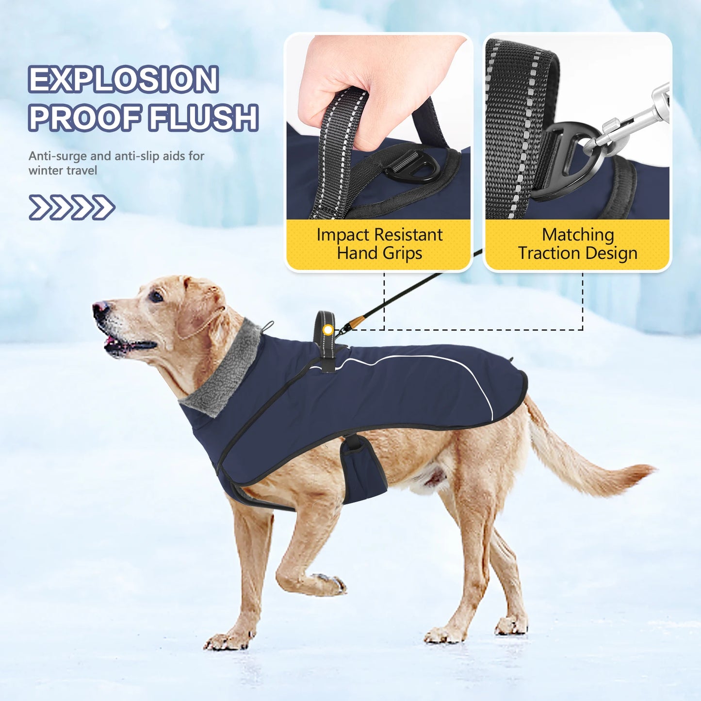 Winter Dog Clothes Jacket for Medium Large Dog Waterproof Warm Dog Coat Thicken Adjustable Safety Snow Pet Outdoor Jacket Hiking