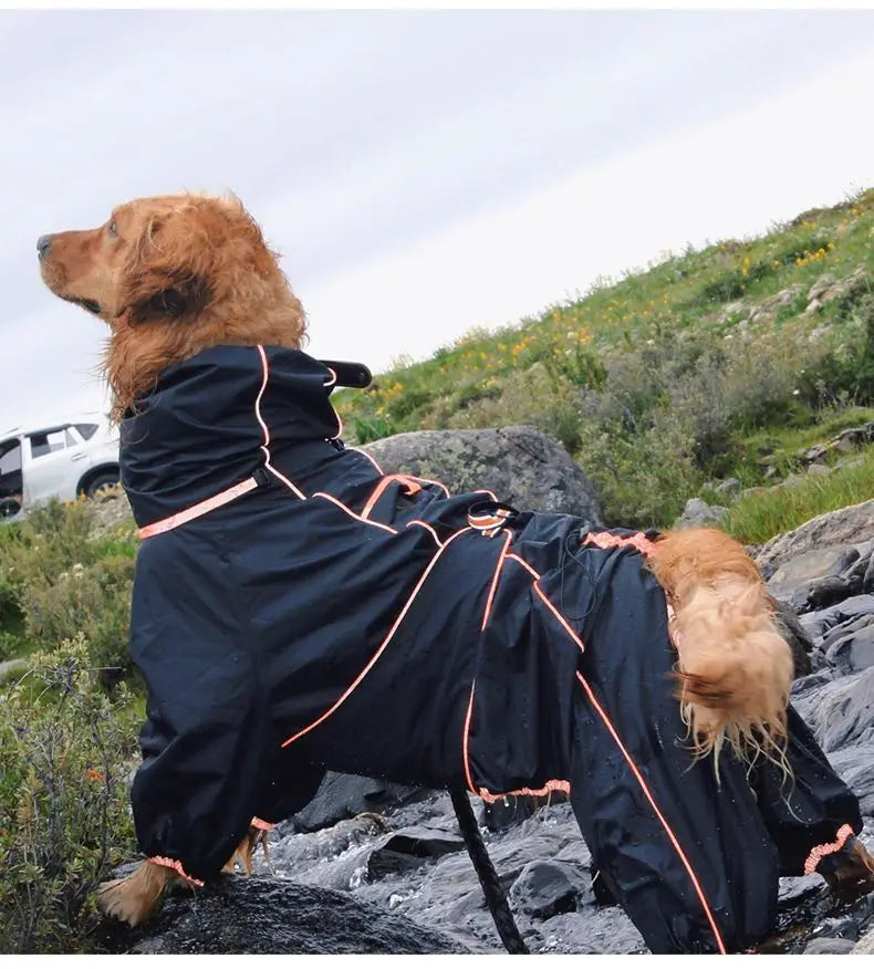 Chubasquero para perros grandes, suave, transpirable, a prueba de nieve, resistente al viento, chaqueta de lluvia para mascotas, abrigo impermeable de seguridad para perros al aire libre con patas