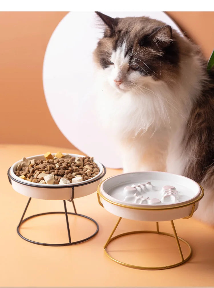 Bol d'alimentation lente pour chat, bols d'eau en céramique pour aliments pour animaux de compagnie avec support surélevé pour chiot chaton, mangeoires Anti-étouffement