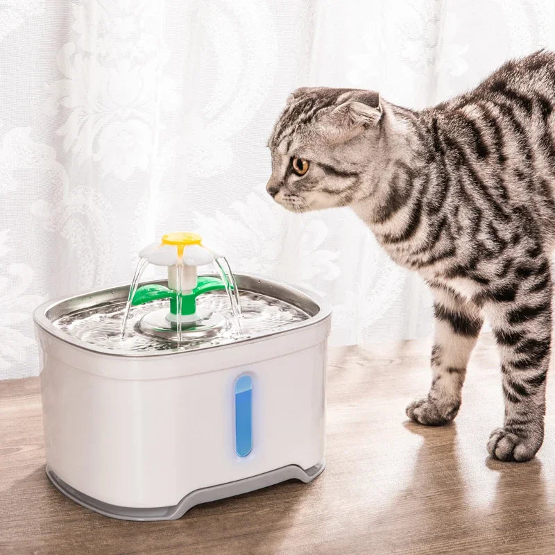 Fontaine d'eau automatique pour animaux de compagnie, 2,4 l, avec LED, USB électrique, pour chien et chat, distributeur automatique de boisson pour animaux de compagnie