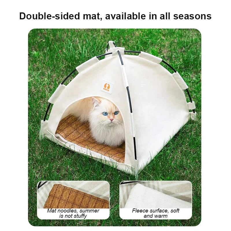 Pet Tent Bed Cats House Supplies Products Accessories Warm Cushions Furniture Sofa Basket Beds Winter Clamshell Kitten Tents Cat