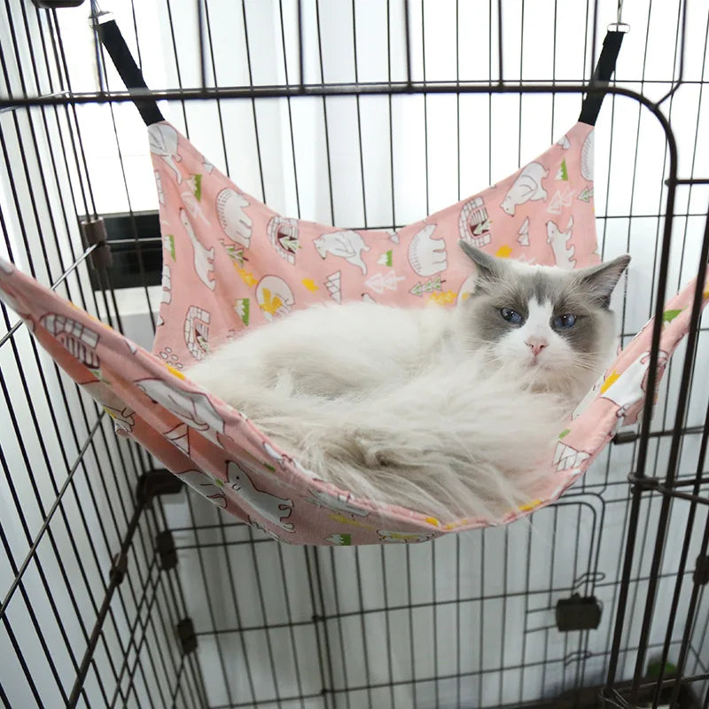 Hamac suspendu pour chat avec sangles réglables, Cage Double face pour animaux de compagnie, lit suspendu, coussin de repos pour petits animaux de compagnie