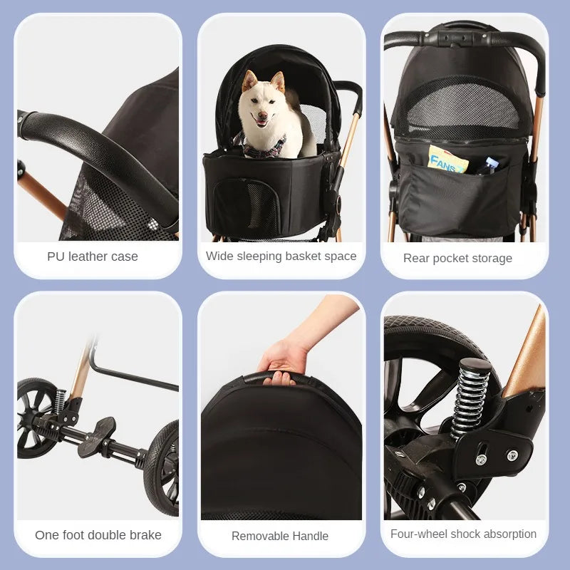 Cochecitos para mascotas, tubo de aluminio, carrito de viaje para mascotas, bolsa de separación, cochecito plegable para perros, cochecito para mascotas, asiento de coche para perros, cubierta de carrito, portador