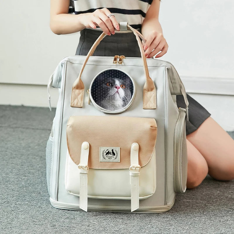 Sac à dos respirant pour chat, petit chien, sacs de transport en plein air pour animaux de compagnie, sac à bandoulière de grande capacité, transporteur de chiot chaton