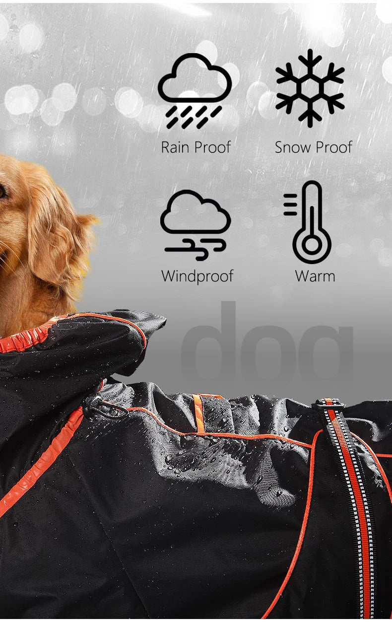 Chubasquero para perros grandes, suave, transpirable, a prueba de nieve, resistente al viento, chaqueta de lluvia para mascotas, abrigo impermeable de seguridad para perros al aire libre con patas