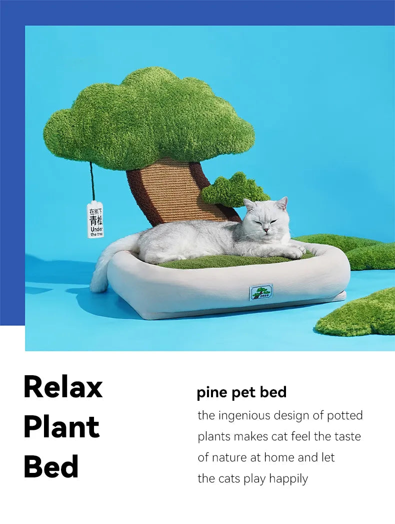 Nido para gatos, sofás cama multifuncionales para mascotas con almohadillas para rascar, trinquete de molienda para gatos, casa para dormir con juguetes interactivos de menta para gatos