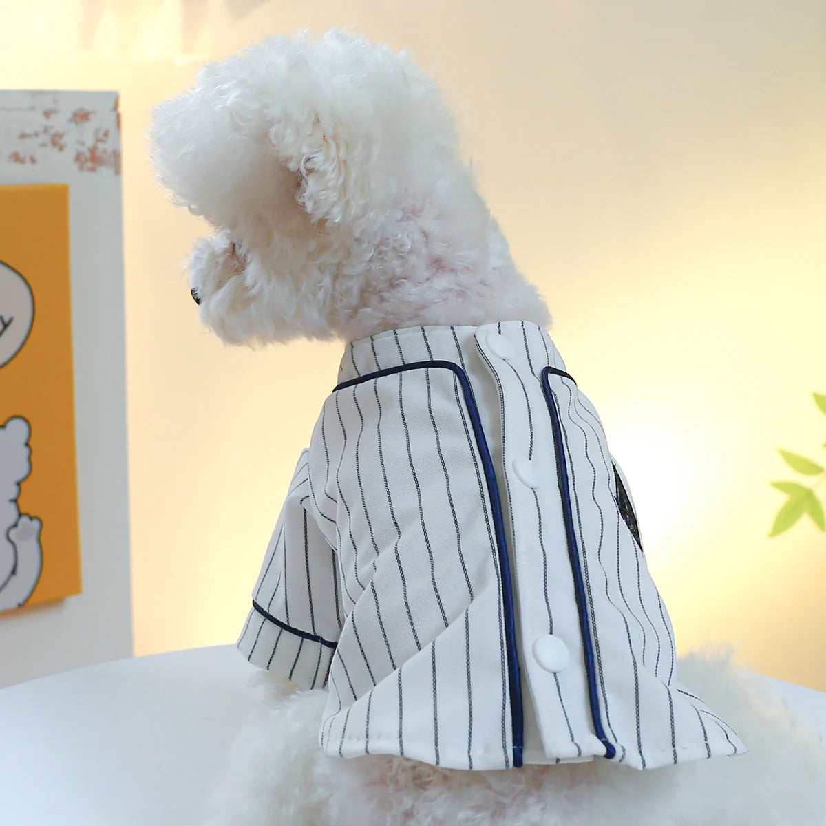 Ropa para mascotas, camisa de béisbol a rayas con botones en la espalda para perros pequeños y medianos, primavera y otoño, 1 ud.