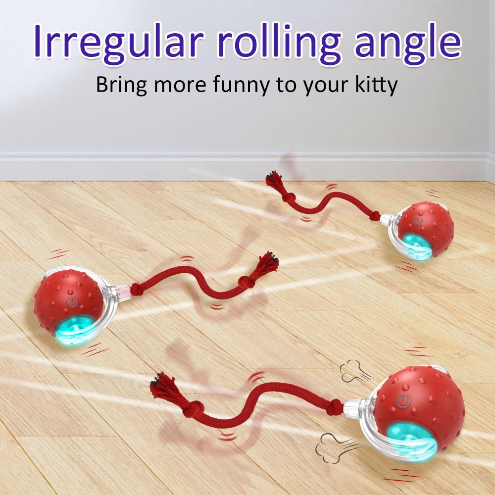 New Cat Rolling Ball Bird Chirping Interactive Cats Toys Motion Sensor Cat Toy Balls Random Rolling Pet Kitten Teaser Long Tail