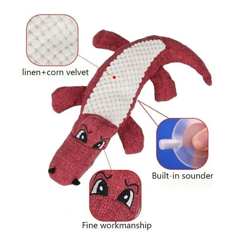 Juguetes para masticar para mascotas, animales de dibujos animados interactivos, peluche con forma de cocodrilo, juguete con sonido para perro, suministros de entrenamiento para rechinar los dientes