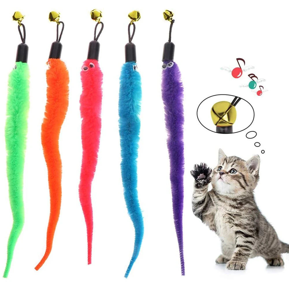 Reemplazar accesorios de juguete para gatos de peluche, cabeza de repuesto de gusanos, divertido palo para gato, juguetes para mascotas 5/10/6/11 Uds.