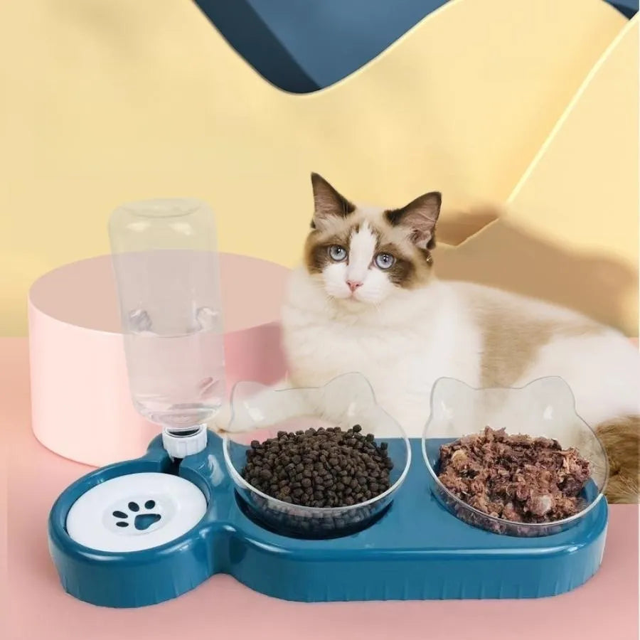 Bol de nourriture pour chat mangeoire automatique pour animaux de compagnie distributeur d'eau chien chat récipient de nourriture plat à boire anti-dérapant Double bol