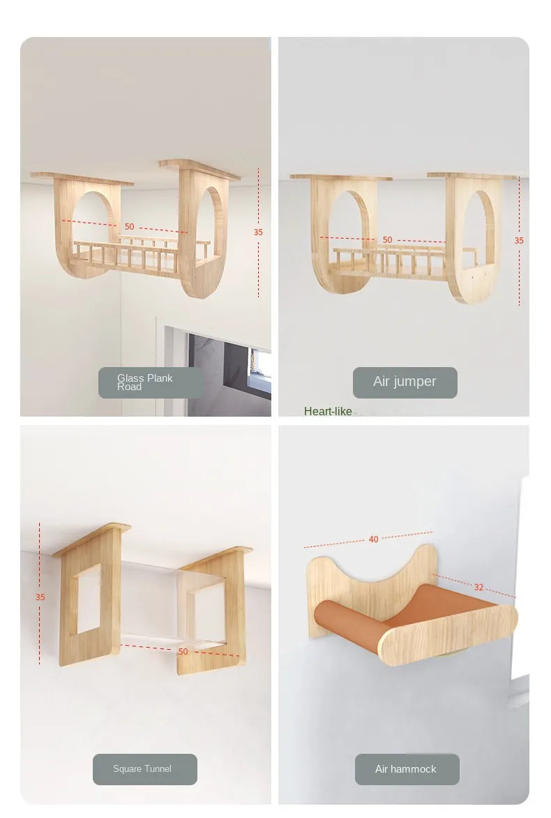 Árbol para gatos, cápsula espacial para pared, marco de escalada, Villa, pasillo de aire, plataforma de túnel de juguete para gatos, productos para mascotas montados en la pared de madera maciza