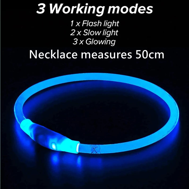 Collier Led lumineux pour chien et chat, Usb, 3 Modes, lumière Led brillante, prévention des pertes, collier LED pour chiens, accessoires pour animaux de compagnie