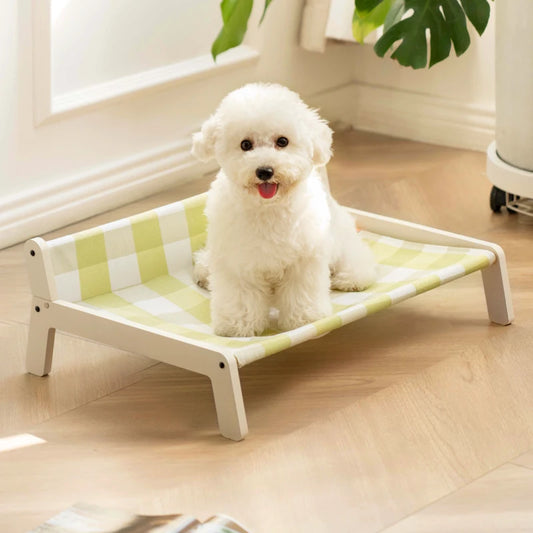 Mewoofun-cama para gatos con marco de madera, muebles de lona transpirable, cama para Gato, sillas de playa para interiores y exteriores, suministros para gatos, perros y cachorros