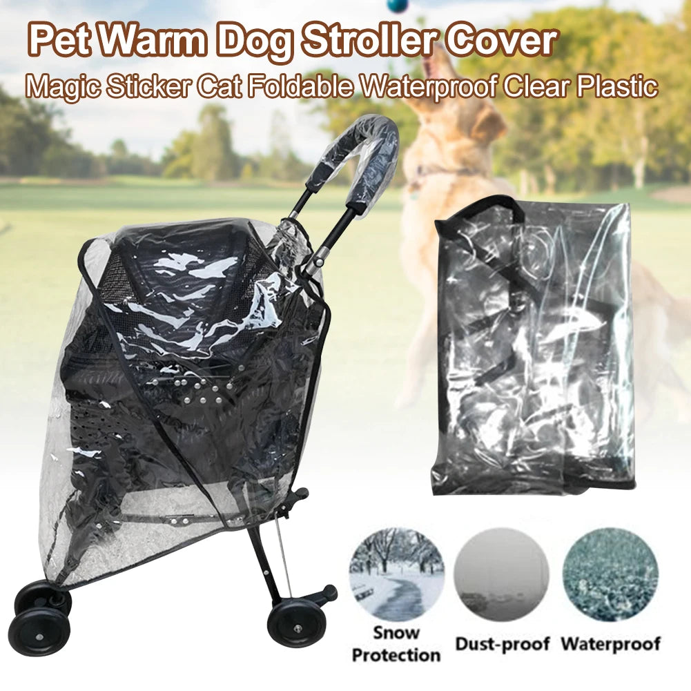 Accessoires de transport pliables et imperméables, housse de poussette pour chien, voyage en plein air, landau pour animaux de compagnie, chaud et respirant, en plastique transparent pour chat