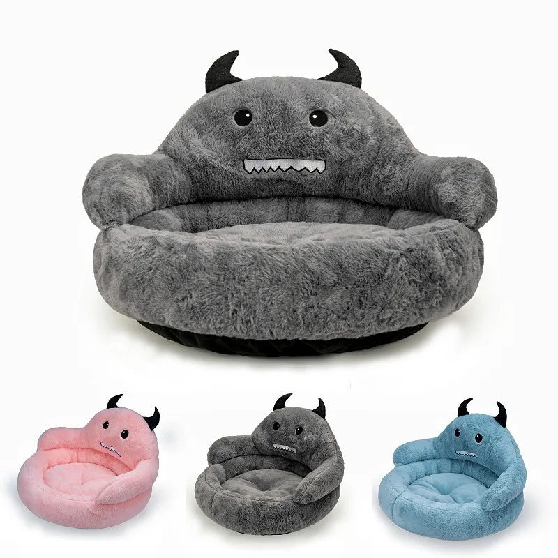 Sweet Cat Bed Warm Pet Basket Monster Shape Soft Long Pluh Mats Kitten Puppy Sleepping Bed for Dogs Pet Items Cat