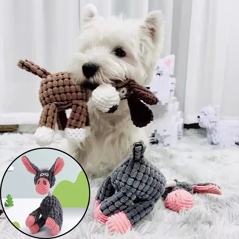 Divertido perro de peluche, burro de juguete con sonido, juguetes chirriantes, resistente a masticar, entrenamiento, perro, cachorro, gato, mascotas interactivas