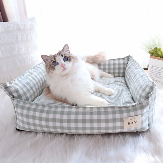 Beds for Dog Cat Pet Sleep Sofa Bed Soft Lattice Dog Basket Cat Small Medium Dog Cushion Pet Accessories Puppy Kennel Supplies