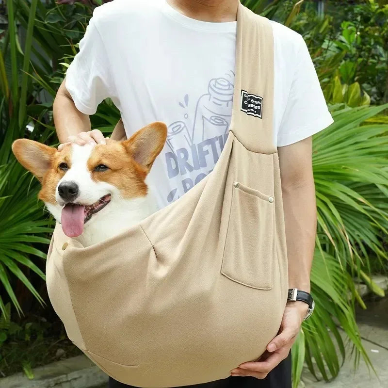 Bolsa cómoda de algodón para perros, bolso de hombro tipo bandolera para viajes al aire libre, bolsa portátil para gatos y cachorros, suministros de transporte para mascotas