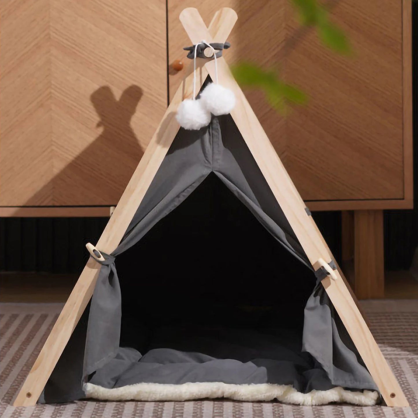 Summer and Winter Wood Cat Dog Bed Simple Design Wooden Pet Tent Mosquito Prevention Pet Sleeping House Indoor Cat Beds Product